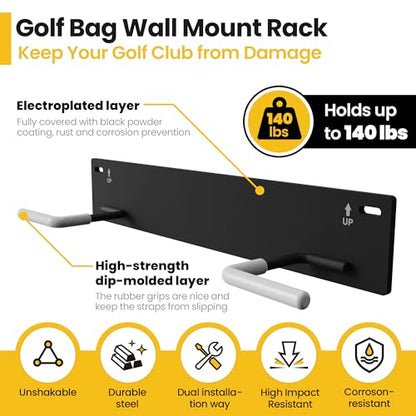 Wall Mounted Golf Bag Storage Rack,Golf Bag Storage Rack for Garage,Golf Bag Organizer for Garage,Golf Bag Hangers/Holder/Hook for Garage,Golf Storage System & Accessories - style: 2 Pcs Right-Angle Style