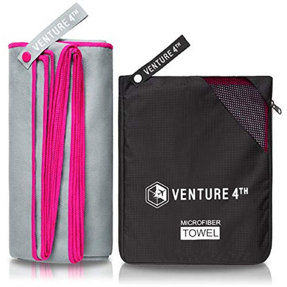 VENTURE 4TH Quick Dry Travel Towel, Ultra Soft Microfiber - 3 Sizes - color: Gray Pink, size: 40.00" x 21.00"