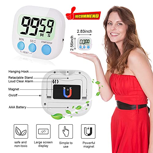 4-Piece Multi-Function Electronic Timer, Learning Management, Suitable for Kitchen, Study, Work, Exercise Training, Outdoor Activities(not Including Battery).