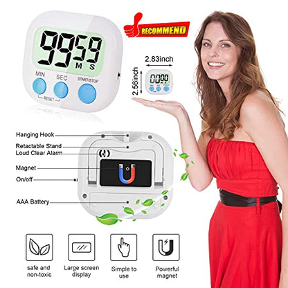 4-Piece Multi-Function Electronic Timer, Learning Management, Suitable for Kitchen, Study, Work, Exercise Training, Outdoor Activities(not Including Battery).