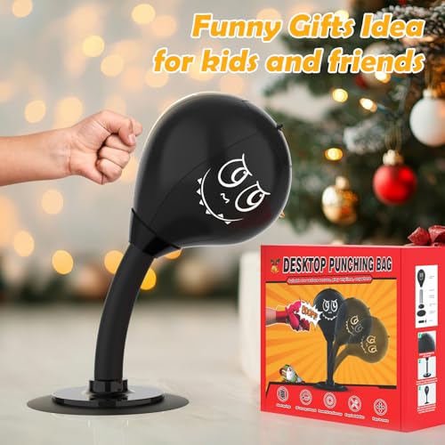 Strong Suction Desktop Punching Bag - Stress Relief Boxing Ball with Upgraded Durable Spring, Secured Office Home Desk Toy Gift for Kids, Friends, and Coworkers - color: Black