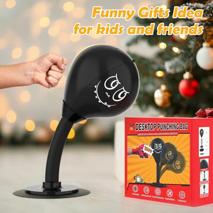 Strong Suction Desktop Punching Bag - Stress Relief Boxing Ball with Upgraded Durable Spring, Secured Office Home Desk Toy Gift for Kids, Friends, and Coworkers - color: Black