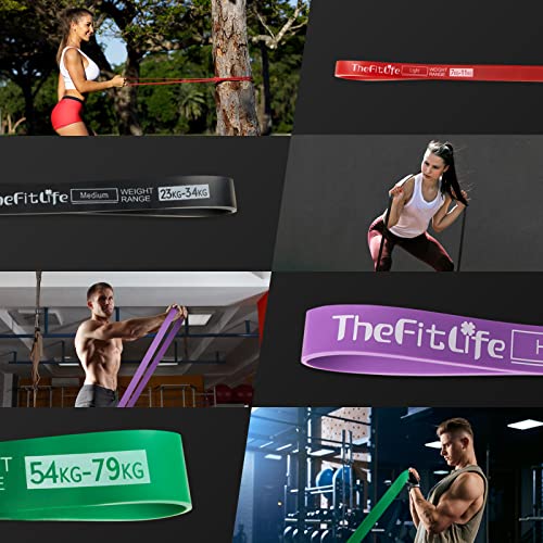TheFitLife Pull Up Assistance Bands Heavy Duty Resistance Bands for Workout - color: Red/Black/Purple/Green