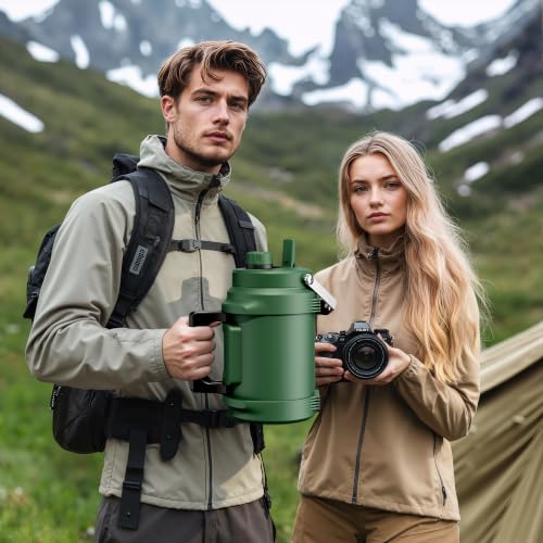 POWCAN 128 oz Insulated Water Bottle: 2-in-1 Straw Spout Lid, Dual Handle, Leakproof, Keep Cold 48H, Gallon Stainless Steel Water Jug for Camping, Travel, Gym, Hydration, Fitness, Daily (King) - color: King, size: 128 Ounces