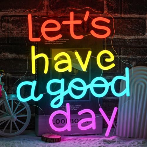 Lets Have A Good Day Neon Sign for Wall Decor, USB Powered Colorful Letters Neon Light, Motivation LED Light Up Sign for Bar Cafe Restaurant Office Living Room Parties - style: Lets Have A Good Day