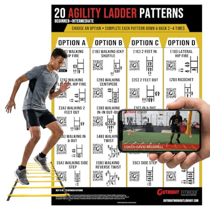 Guided Coaching Agility Ladder Drills Training System - Structured Speed & Footwork Charts with Built-in Progressions - size: 18x24", style: Beginner–Intermediate (18x24)