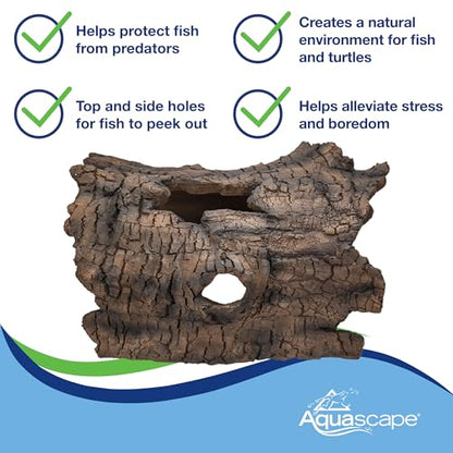 Aquascape Faux Log Fish Cave for Pond, Koi Predator Control | 78324 - size: 19-inch L x 12-inch W, style: Log