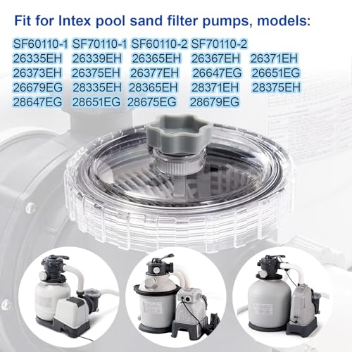 11480 Leaf Trap Cover for Intex Pool Pump SF70110 SF60110 26335EH 26339EH 26365EH 26367EH 26371EH 26373EH, Pool Pump Filter Cover Lid with O-Ring and Valve