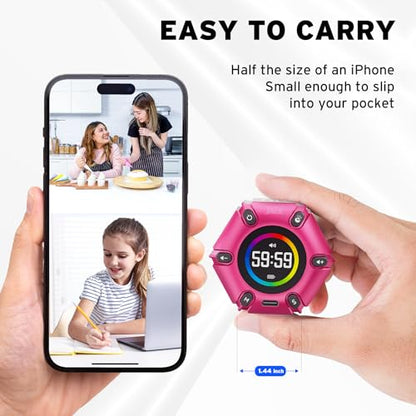 Smart FILP Pomodoro Timer 3/5/10/25/30/60min Preset, Silent & Sound Alarm | Productivity Cube timer, Visual Timer for Office, ADHD, Study, Work, Magnetic Timer with Flip Custom Countdown - Hot Pink - color: Hot Pink