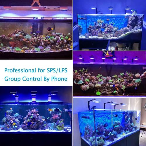 RL90 WiFi Reef LED Light, 100W Reef Aquarium Lighting for Marine SPS LPS Corals Saltwater Fish Tanks, Enhanced Violet and Blue Spectrum, APP Fully Programmable (Black, with Hang kit)
