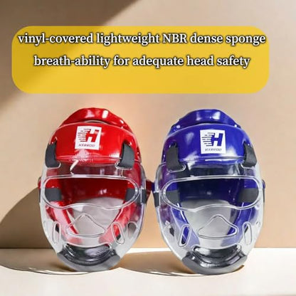 2PC Taekwondo Headgear Karate Headgear with Removable mask for Sparring Partner Muay Thai Taekwondo Karate MMA Training Adults - size: Medium