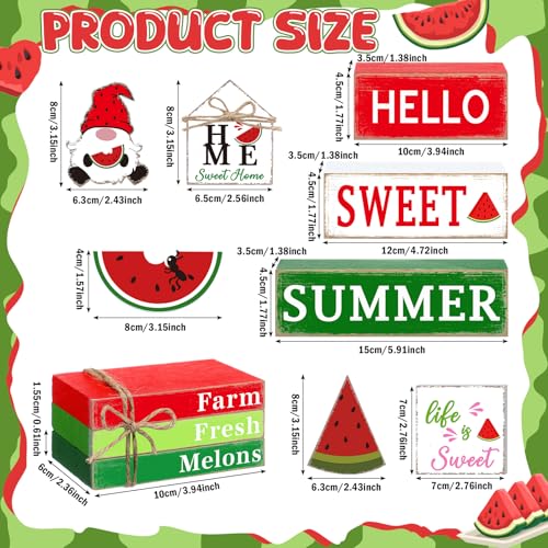 11 Pcs Watermelon Table Decorations Set Watermelon Tiered Tray Decor Summer Wooden Top Farmhouse Rustic Wooden Table Centerpieces for Home or Kitchen Office Decorations - style: Watermelon