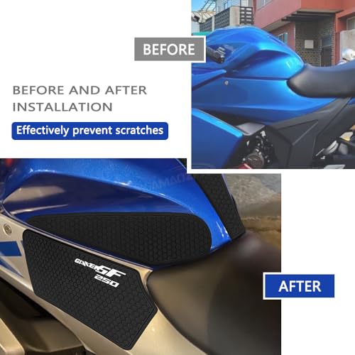 for GIXXER SF250 Gixxer sf 250 2020 2021 2022 2023 Tank Protection Tank Pad GIXXER SF250 Motorcycle Non-Slip Fuel Tank Pad Protects Knee Grip Fuel Tank Side Sticker (Black)