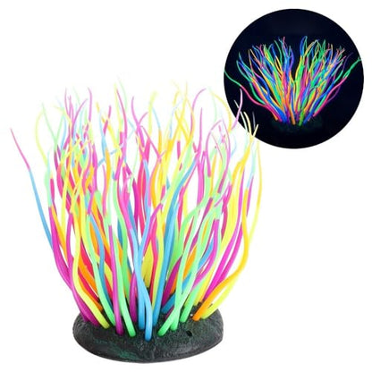 Luminous Silicone Anemone Corals Lifelike Underwater Plant Simulation Glow in The Dark Aquarium Decor for Fish Tank