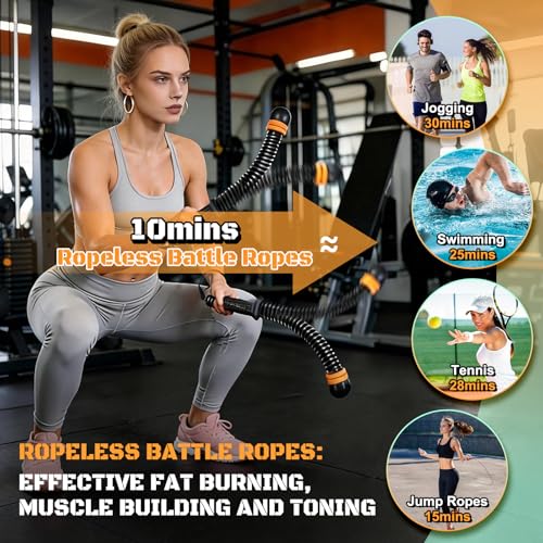 Cordless Battle Ropes, Adjustable Ropeless Battle Ropes for Home Gym