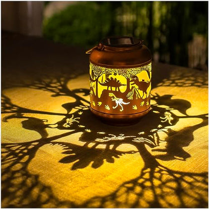 Dinosaur Solar Lanterns Outdoor Waterproof,Hanging Solar Lights Dinosaur Gifts for Women Men Metal LED Decorative Light for Yard,Patio,Lawn,Tabletop,Pathway,Landscape,Garden Decor - style: Dinosaur