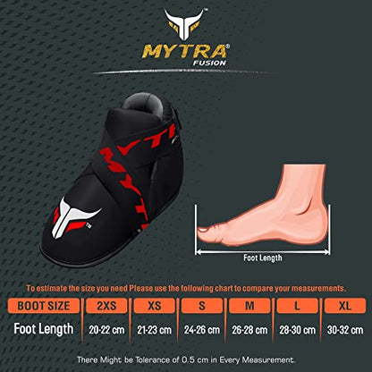 Mytra Fusion Semi Contact Boots – Kickboxing Boots and Foot Pads for Sparring, MMA, Muay Thai, Karate, Training, Fighting and Martial Arts - size: Small