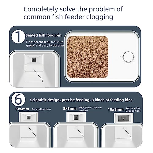 Weytoll Automatic Fish Feeder for Aquarium, WiFi Intelligent Timing Aquarium Goldfish Feeder with 100ML Large Capacity and Mobilephone APP Control Suitable for a Variety of Feed