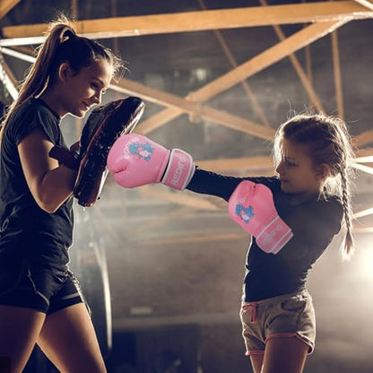Kids Boxing Gloves, Youth Boxing Training Gloves for Kids 3-9 Year Boys and Girls, 4&6OZ Fighting Gloves, Punching Bag Kickboxing Thai Mitts MMA Training Sparring Gloves - color: Pink, size: 4OZ