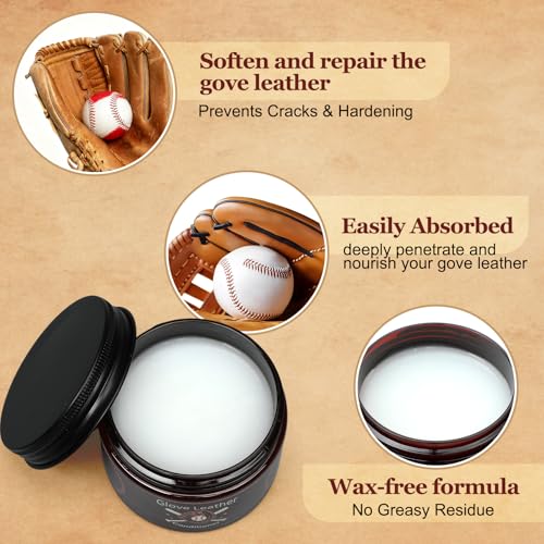 2 Pack Baseball Glove Leather Conditioner 4.7 oz Glove Conditioner Care Cream Mink Oil for Baseball Gloves, Softball Gloves, and Other Leather Sports Equipment