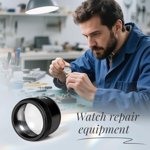 Magnifying Glass 30X Jewelers Loupe Magnifier Portable Handheld Pocket Magnifier Lens for Close Work Crafts Jewelry Repair Reading Coins Stamps Map(30X-Handheld)