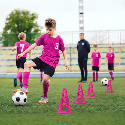 12 Pack Soccer Cones, 9 Inch Agility Cones for Soccer, Football, Basketball, Cones for Sports Training, Speed & Agility Drills, Field Marking Equipment - color: pink