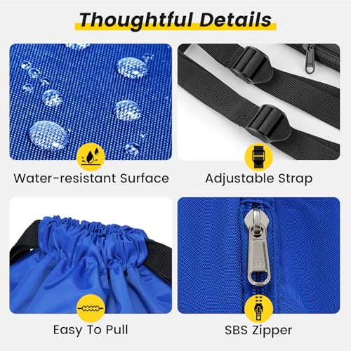 Vorspack Drawstring Backpack with Front & Side Pocket for Men Women - color: Blue