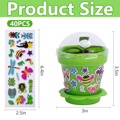 50 Packs Cupcake Plant Nursery Pots with Humidity Dome, Small Plastic Flower Plant Pots with 40 Sheet Stickers, Seeds Starter Pot Flower Planting Container for Seedlings Succulent Display (Mix Colors)