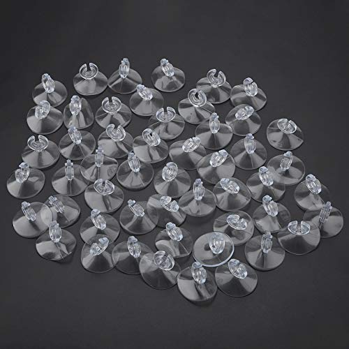50pcs Aquarium Sucker Clips, Fish Tank Hose Holder Clamps, Airline Tube Holders with Ultra Strong Suction, Transparent Rubber Suction Cup Clips for Oxygen Pump Soft Pipe and Power