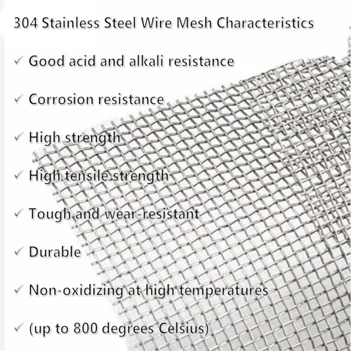 304 Stainless Steel Woven Mesh, 8in X 11.8in (2Pack) - Hard, Heat-Resistant for Air Vent, Animal Cage, Cabinets, Aquarium.