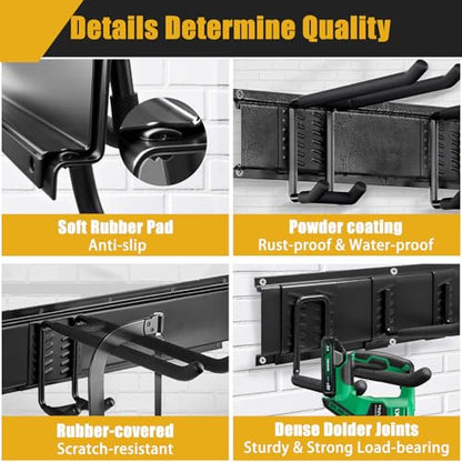 KOFANI 48IN 700LB Heavy Duty Garage Tool Organizer Wall Mount Storage Rack | Suitable for Garage Organization and Storing Various Tools Such as Ahovels, Rakes, Brooms, Leaf Blowers and Hoses.