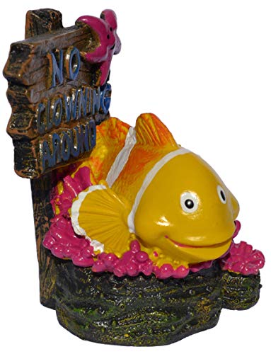 Supa No Fishing Sign, Clown Fish Aquarium/Fish Tank Ornament | Realistic Detail | Approx. 7.5cm(L) x 6.5cm(W) x 8cm(H)
