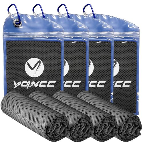 YQXCC 4 Pack Cooling Towels, 40"x12", Ice Cool Towels for Neck & Face | Soft Breathable Microfiber, Instant Cooling Neck Wraps for Yoga, Golf, Gym, Running, Hiking, Camping & Hot Weather Activities - color: 4 Dark Gray