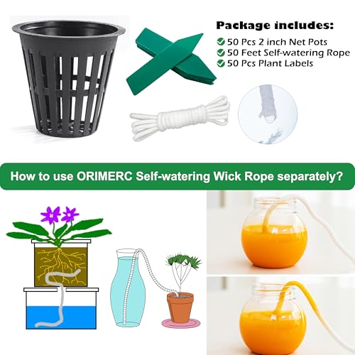 2 inch Net Pots for Hydroponic Tower, 50 Pack Mesh Net Cups Come with Self Watering Wicking Rope&Plant Labels, for Hydroponic Garden Plants Baskets Aquaponics Vegetable Growing Indoor BPA Free - size: 2 inch (50 Pack)