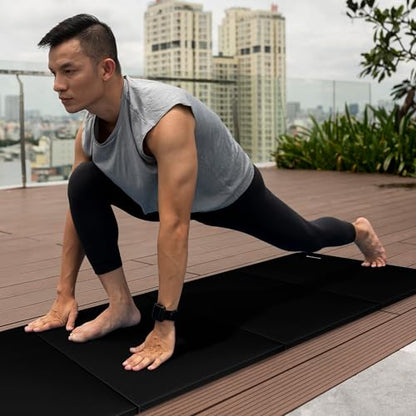 BalanceFrom All Purpose Extra Thick High Density Anti Tear Gymnastics Gym Folding Exercise Aerobics Mats - color: Black