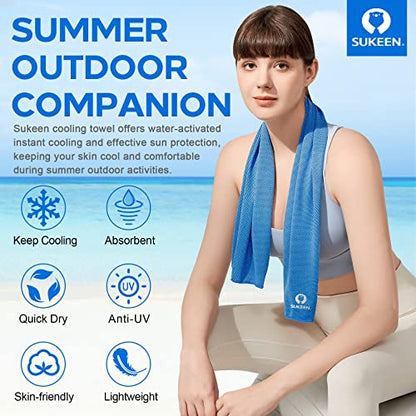 Sukeen 4 Pack Cooling Towels (40"x 12"), Cooling Neck Wraps, Soft Ice Towel - color: Grey/Grey/Blue/Blue