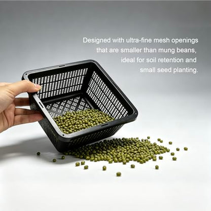 12 Pcs 7 Inch Aquatic Plant Baskets for Hydroponics Water Garden Plant Pots Black Plastic Mesh Basket Square Plastic Mesh Pond Containers for Live Aquarium Plants
