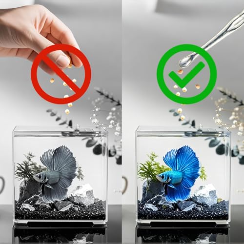 Betta Food Spoon Mini - Tiny Feeding Tool Holds 6-10 Fish Food Pellets Per Scoop, Prevent Overfeeding & Easy Clean Aquarium Tool, Betta Fish Tank Accessories,6Pcs, Gold - color: Gold