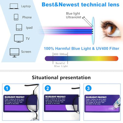 Makeup Reading Glasses for Women Metal Frame Flip Down Magnifying Cosmetic Readers Blue Light Blocking - color: Black