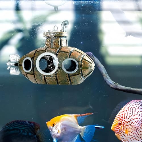 2Pcs Floating Fish Tank Decoration, Retro Submarine Set, Aquarium Resin Fish Tank Accessories