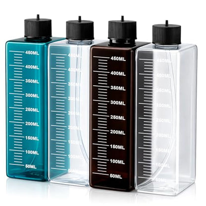 LemonRoad 4 Pcs Dosing Container 450 ml, Dosing Pump Reservoir Containers, Plastic Liquid Srorage Bucket, Aquarium Air Pump Accessories for Aquarium Fish Tank Fish Water Supplies Accessories(Brown)