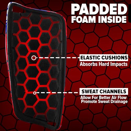 Kids Soccer Shin Guards with Shin Gaurd Sleeves 3-10+ Yrs - color: Spider, size: Small [6 - 8 Yrs]