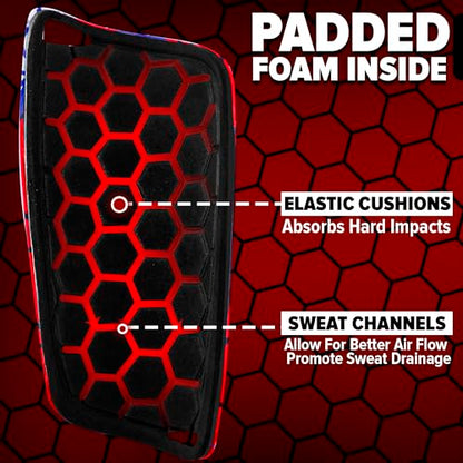 Kids Soccer Shin Guards with Shin Gaurd Sleeves 3-10+ Yrs - color: Spider, size: Small [6 - 8 Yrs]