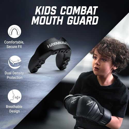 Hayabusa Combat Sports Mouth Guard Youth, Kids and Adult Sizes Comes with Case - Black/Red, Youth - color: Black/Red, size: Youth