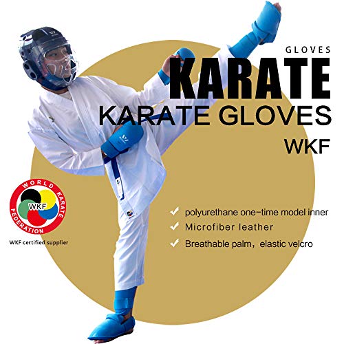 WESING Karate shin and Instep Guard Karate Gloves Approved by WKF - color: red, size: Medium