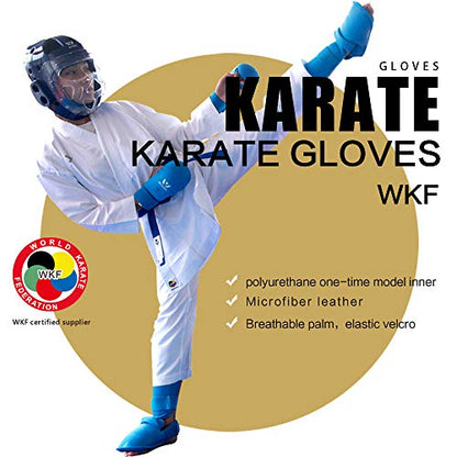 WESING Karate shin and Instep Guard Karate Gloves Approved by WKF - color: red, size: Medium