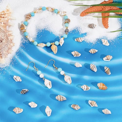 400 Pcs Natural Shell Beads, Spiral Shell Beads Hole 1mm Conch Trinket Fish Tank Aquarium Ornaments Summer Beach Small Seashells for Jewelry Making DIY Crafting