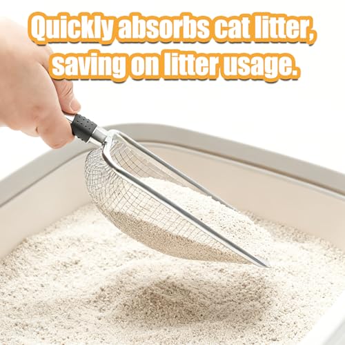 PINE & LINEN 3pcs Litter Scoop,Fine Mesh Guinea Pig Accessories Sandbath Box,Stainless Steel Small Animals Shovel for Hamster/Cat/Reptile(1pcs Big 2pcs Small)