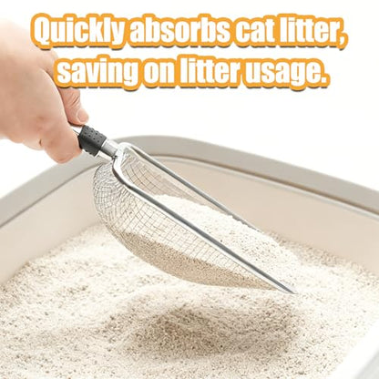 PINE & LINEN 3pcs Litter Scoop,Fine Mesh Guinea Pig Accessories Sandbath Box,Stainless Steel Small Animals Shovel for Hamster/Cat/Reptile(1pcs Big 2pcs Small)
