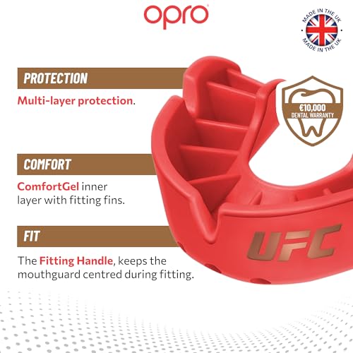 OPRO Bronze Level UFC Moldable Mouth Guard, Essential Fit (Red) - color: Ufc Red, size: Adult